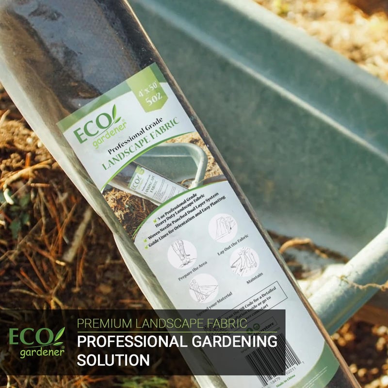 ECOgardener Premium 5oz Landscape Fabric, 3ft x 50ft Pro Garden Weed Barrier - Durable & Heavy Duty Weed Block Gardening Mat, Easy Setup & Superior Weed Control, Eco-Friendly & Convenient Design - Image 2